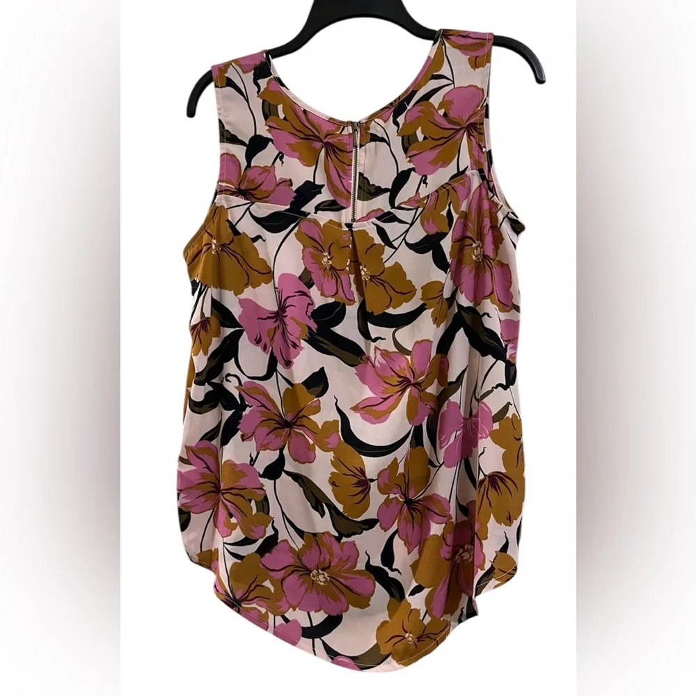 Maurices Women’s Sleeveless Blouse Top Large Pink Caramel Back Zipper Office Cas - Picture 2 of 5
